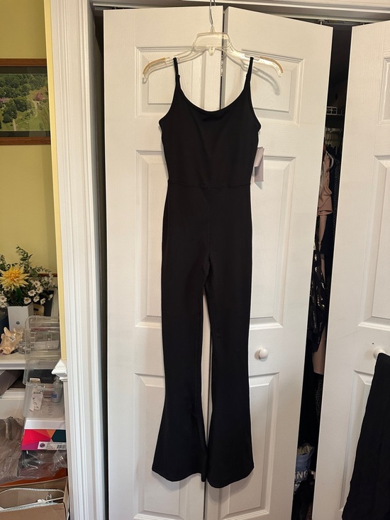 Yogalicious Pants - Yogalicious Black Spaghetti-Strap Flared Jumpsuit